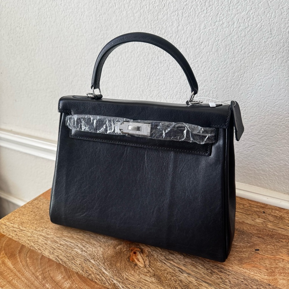 *READ LEATHER INSIDE & OUT | Black 28 Belted Smooth Leather Top Handle Bag - Picture 12 of 12